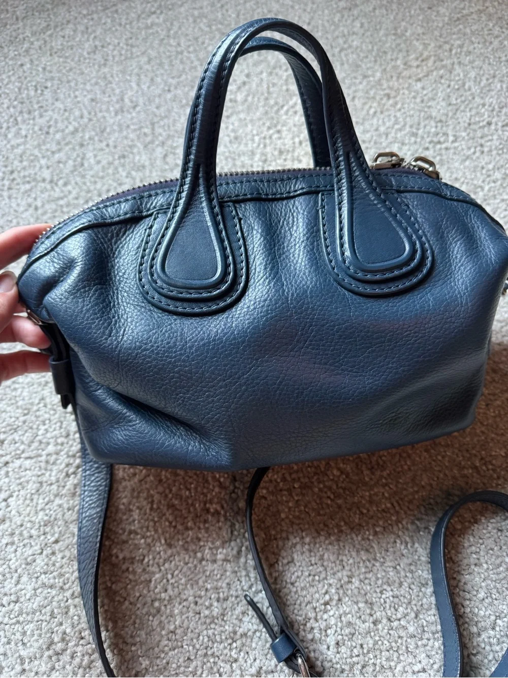 Givenchy Navy Leather Nightingale Small  with Crossbody Strap